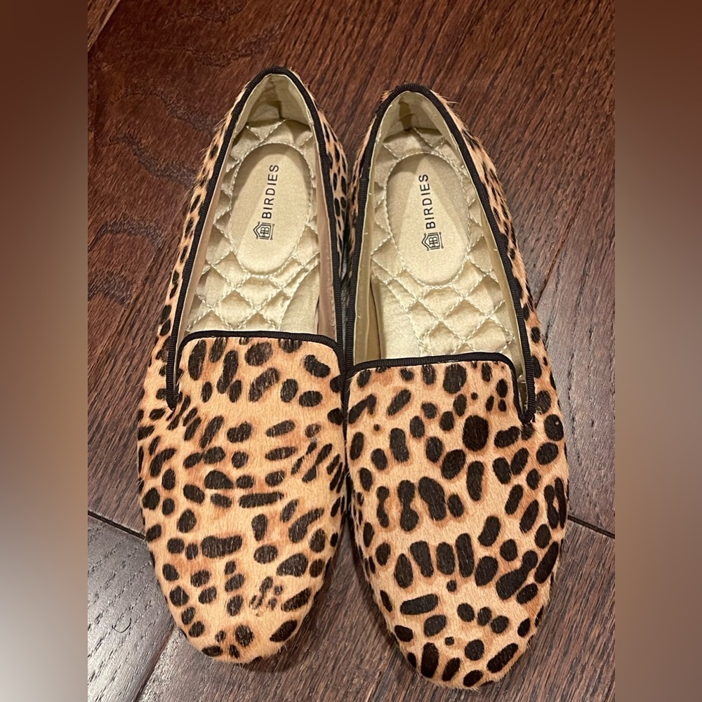 Birdies Women' The-Starling Loafer Size 5.5 Cheetah Calf Hair Flat Slip On Shoe